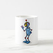 Retro Futuristic Robot Character Waving Koffiemok