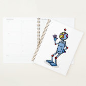 Retro Futuristic Robot Character Waving Planner (Display)