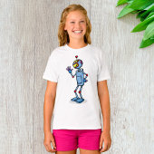 Retro Futuristic Robot Character Waving T-shirt