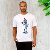 Retro Futuristic Robot Character Waving T-shirt