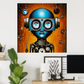 Retro Futuristic Robot Poster (Thuiskantoor)