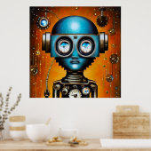 Retro Futuristic Robot Poster (Keuken)