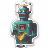 Retro Futuristic Robot ROBIA 12J2 Mixologist Sticker (Voorkant)