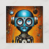 Retro Futuristic Robot Vierkante Visitekaartje (Voorkant)