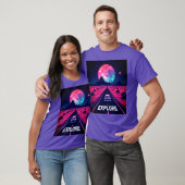Retro-Futuristic Synthwave "EXPLORE" Desert Night T-shirt (Unisex)