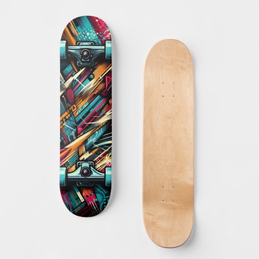 Retro-Futuristic Tech Street Art Skateboard 11 (Voorkant)