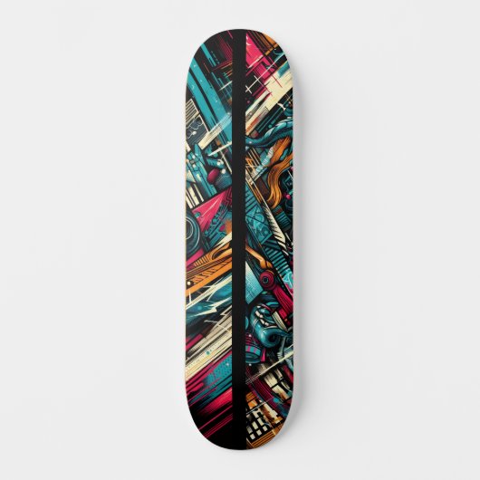 Retro-Futuristic Tech Street Art Skateboard 12 (Voorkant)