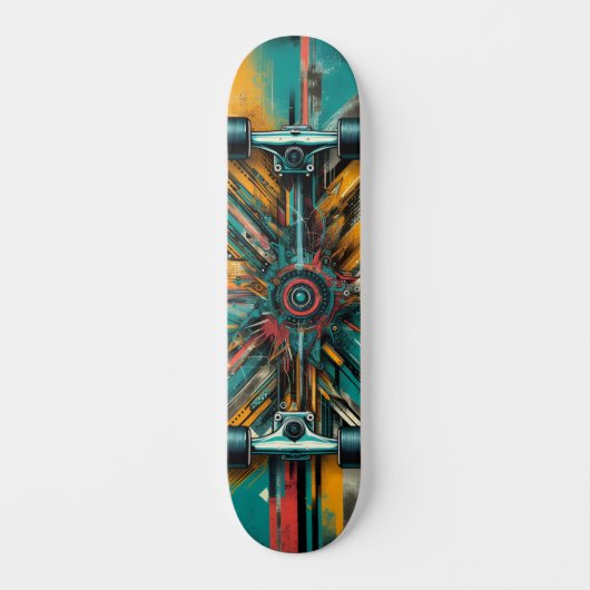 Retro-Futuristic Tech Street Art Skateboard 13 (Voorkant)