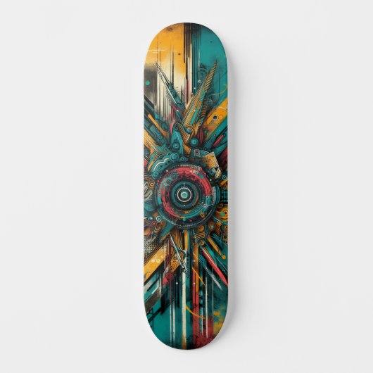 Retro-Futuristic Tech Street Art Skateboard 14 (Voorkant)
