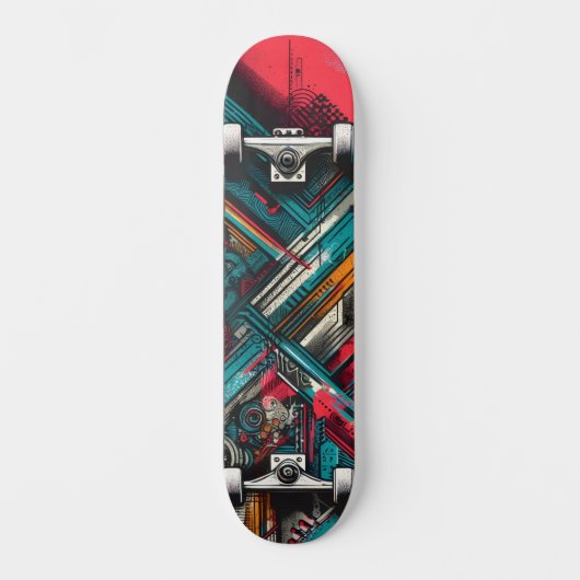 Retro-Futuristic Tech Street Art Skateboard 15 (Voorkant)