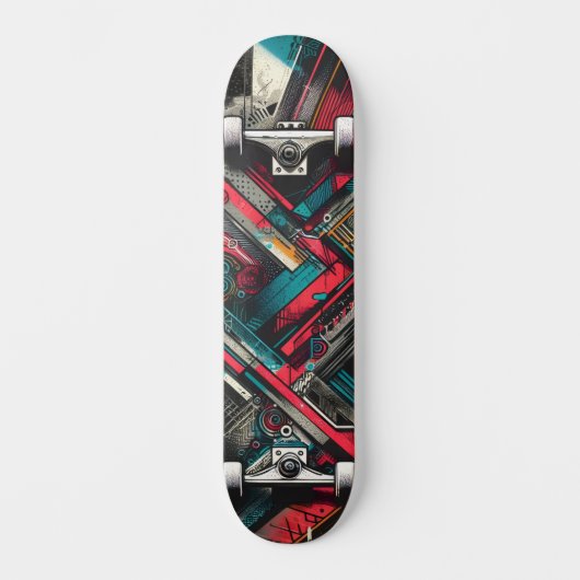 Retro-Futuristic Tech Street Art Skateboard 16 (Voorkant)
