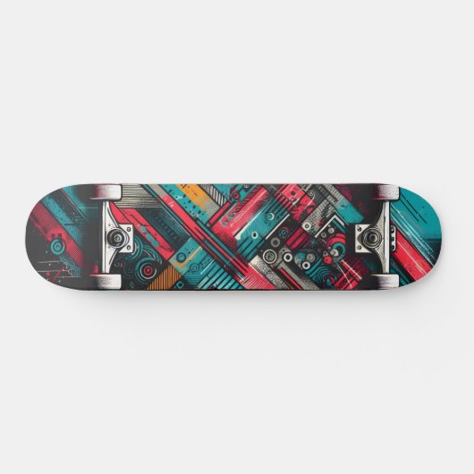 Retro-Futuristic Tech Street Art Skateboard 17 (Horizontaal)