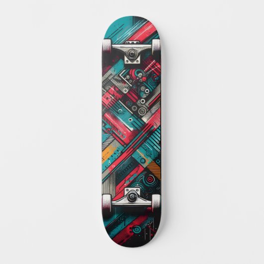 Retro-Futuristic Tech Street Art Skateboard 17 (Voorkant)