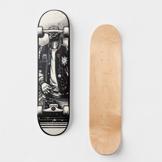 Retro-Futuristic Tech Street Art Skateboard 18 (Voorkant)