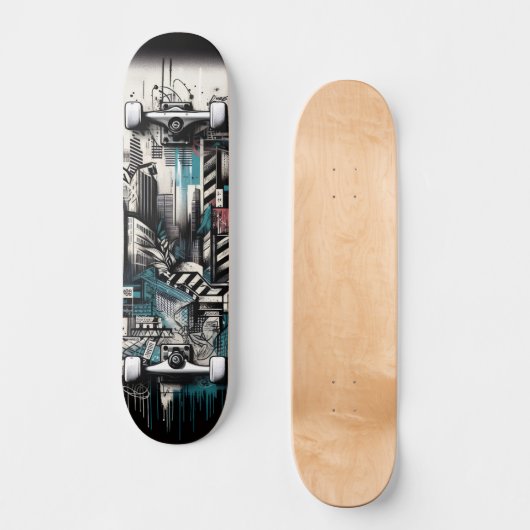 Retro-Futuristic Tech Street Art Skateboard 2 (Voorkant)