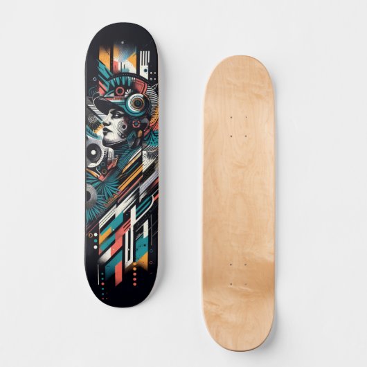 Retro-Futuristic Tech Street Art Skateboard 22 (Voorkant)