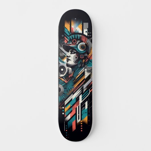 Retro-Futuristic Tech Street Art Skateboard 22 (Voorkant)