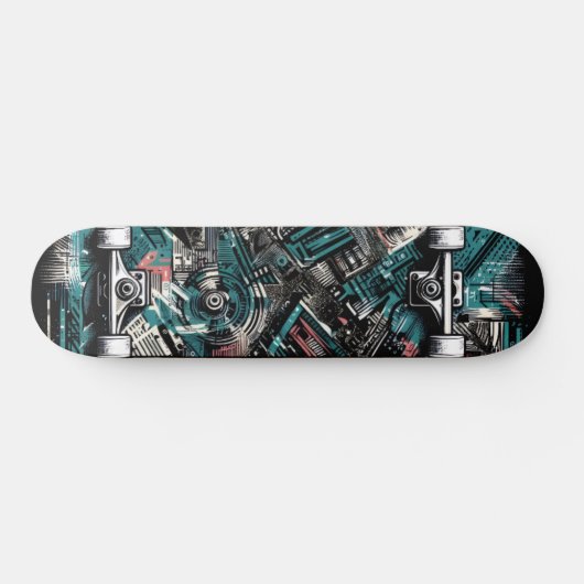 Retro-Futuristic Tech Street Art Skateboard 24 (Horizontaal)