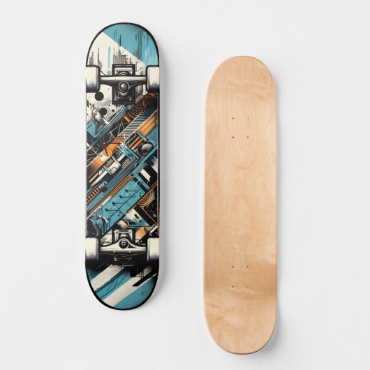 Retro-Futuristic Tech Street Art Skateboard 3 (Voorkant)