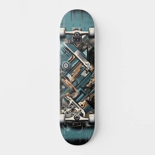 Retro-Futuristic Tech Street Art Skateboard 34 (Voorkant)