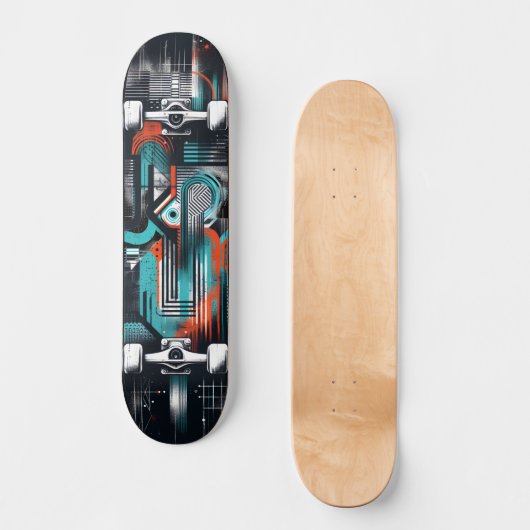 Retro-Futuristic Tech Street Art Skateboard 36 (Voorkant)