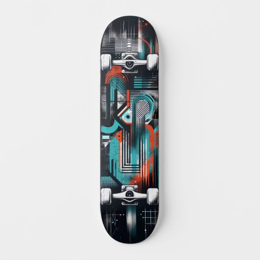 Retro-Futuristic Tech Street Art Skateboard 36 (Voorkant)