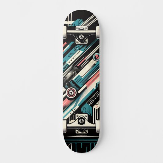 Retro-Futuristic Tech Street Art Skateboard 5 (Voorkant)
