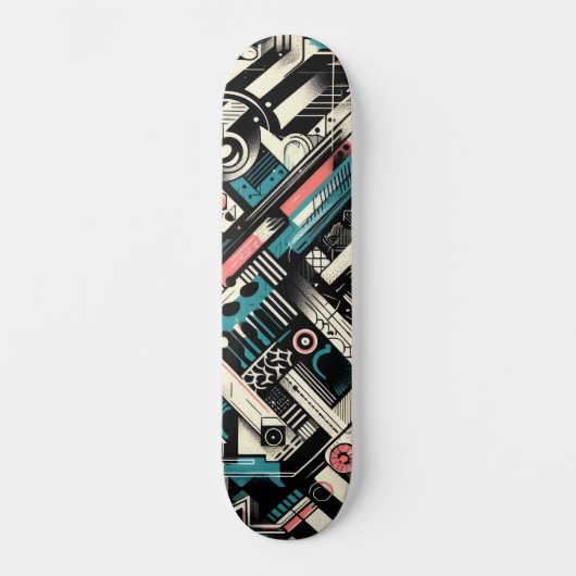 Retro-Futuristic Tech Street Art Skateboard 6 (Voorkant)