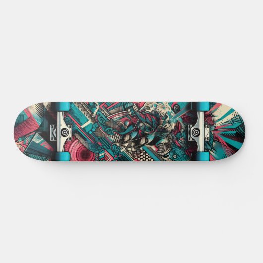 Retro-Futuristic Tech Street Art Skateboard 8 (Horizontaal)