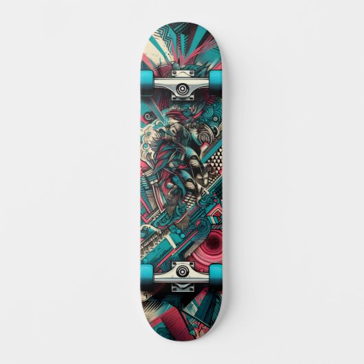 Retro-Futuristic Tech Street Art Skateboard 8 (Voorkant)