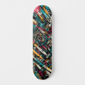 Retro-Futuristic Tech Street Art Skateboard 9 (Voorkant)