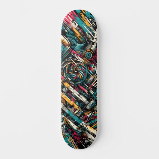 Retro-Futuristic Tech Street Art Skateboard 9 (Voorkant)