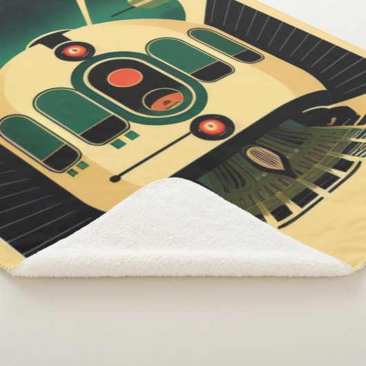 Retro Futuristic Train Sherpa Blanket Deken (3/4)
