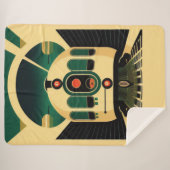 Retro Futuristic Train Sherpa Blanket Deken (Voorkant (horizontaal))