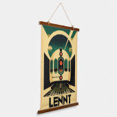 Retro Futuristic Train Wall Tapestry Hangend Wandkleed (Gebogen)