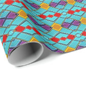 Retro Futuristic Turquoise en Red Daimonds Cadeaupapier (Rol Hoek)