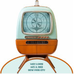 Retro-Futuristic TV Photo Frame Sculpture Staand Fotobeeldje<br><div class="desc">Beam your own photo right into the TV set, and change the caption to create a memorable gift for a wedding anniversary or any other special occasion. Simply click the "Personalize This Template" to upload your photo, and it will be printed in the TV screen complete with shadows and highlights...</div>