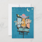 Retro Futuristic Wedding Thank You Sign Bedankkaart (Voorkant)