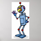 Retro Futuristisch Robot Karakter dat Zwaait Poster (Voorkant)
