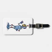 Retro Futuristisch Robot Karakter Waving Bagagelabel (Voorkant horizontaal)