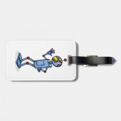 Retro Futuristisch Robot Karakter Waving Bagagelabel (Achterkant horizontaal)