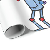 Retro Futuristisch Robot Karakter Waving Cadeaupapier (Rol Hoek)