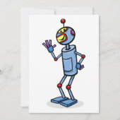 Retro Futuristisch Robot Karakter Waving Kaart (Voorkant)