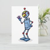 Retro Futuristisch Robot Karakter Waving Kaart (Staand voorkant)