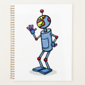 Retro Futuristisch Robot Karakter Waving Planner (Voorkant)