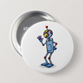 Retro Futuristisch Robot Karakter Waving Ronde Button 7,6 Cm (Voorkant /achterkant)