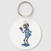 Retro Futuristisch Robot Karakter Waving Sleutelhanger (Achterkant)
