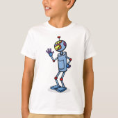 Retro Futuristisch Robot Karakter Waving T-shirt (Voorkant)