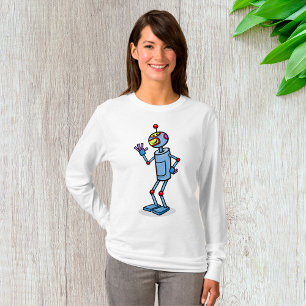 Retro Futuristisch Robot Karakter Waving T-shirt