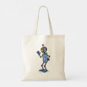 Retro Futuristisch Robot Karakter Waving Tote Bag (Achterkant)